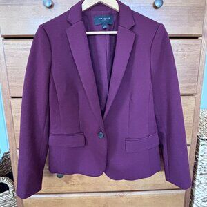 Ann Taylor Factory Ponte Stretch Single Button Blazer Burgundy 12P - Like New